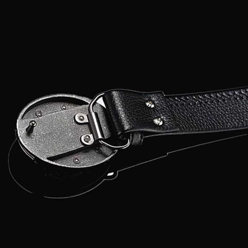 Cinturón de cuero de escorpión para hombre con navaja plegable