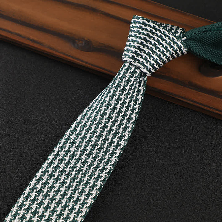 Corbata de punto con cuadros escoceses y pata de gallo para hombre