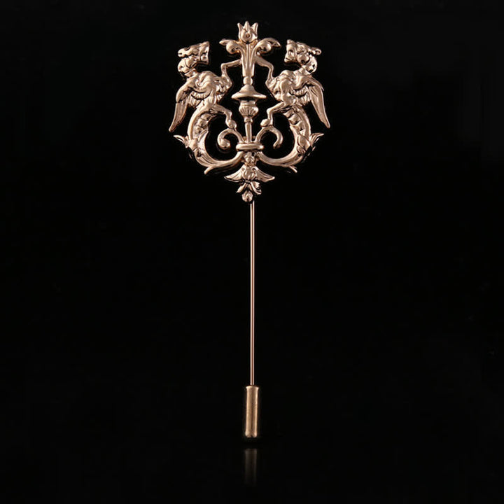 Broche de león doble hueco para hombre