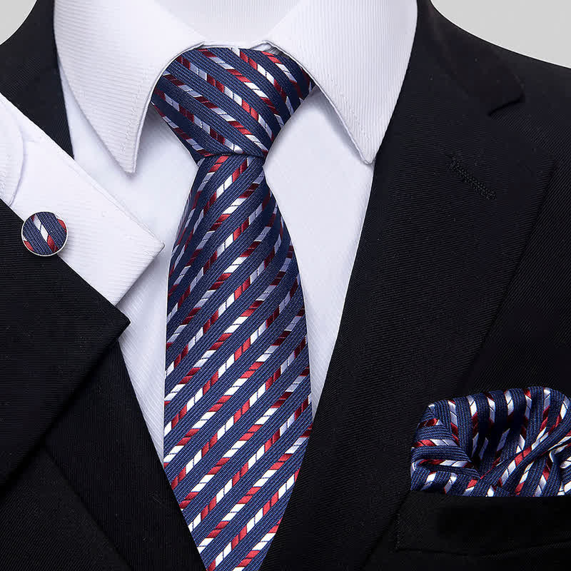 Conjunto de 3 corbatas de rayas con diseño geométrico para hombre