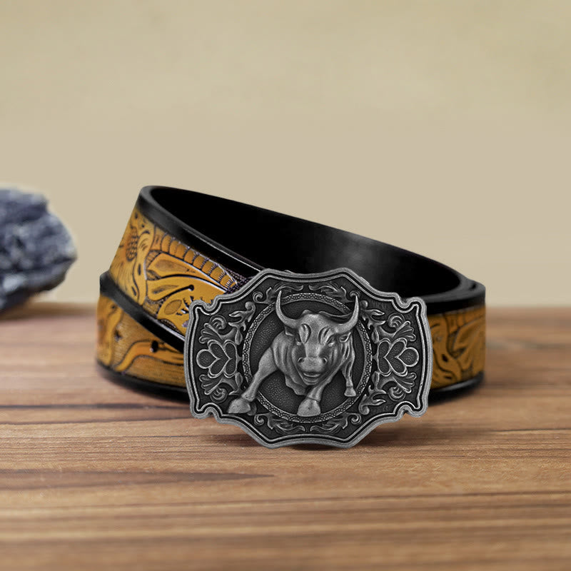 Cinturón de cuero con hebilla Matador para hombre hecho a mano