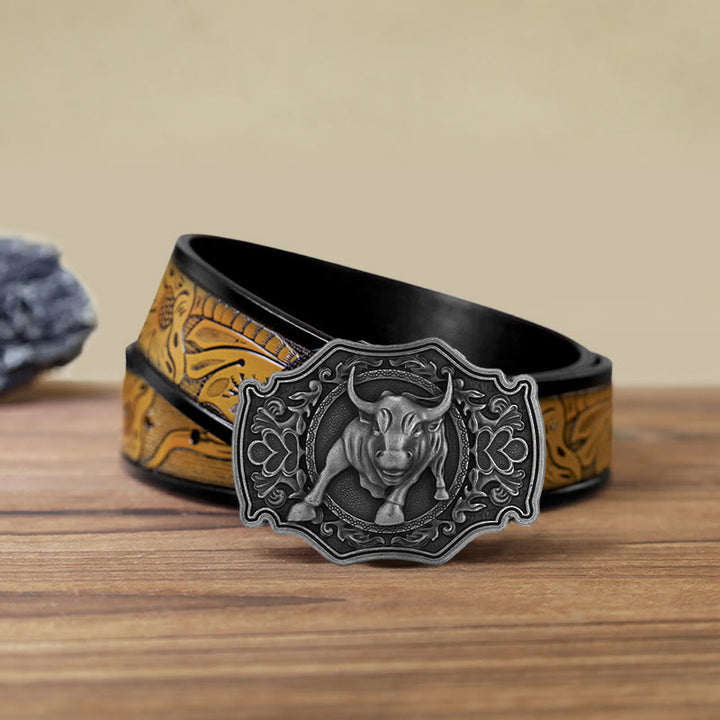 Cinturón de cuero con hebilla Matador para hombre hecho a mano