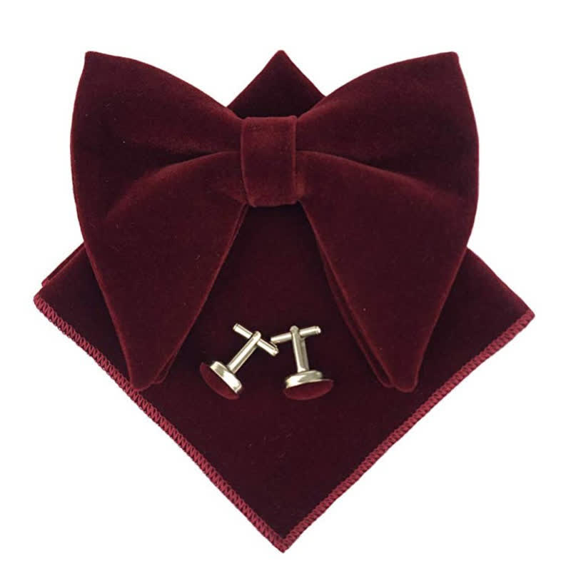Conjunto de 3 pajaritas de terciopelo de gran tamaño con punta para hombre
