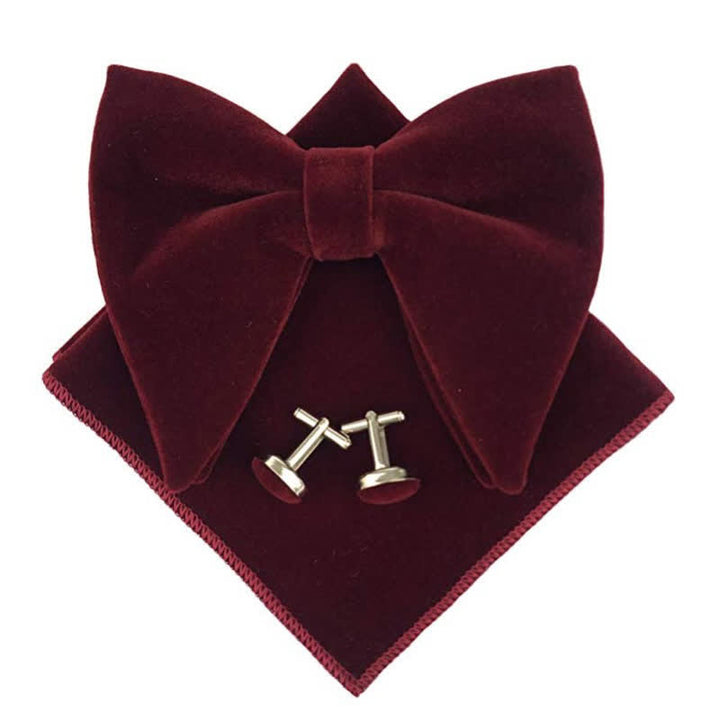 Conjunto de 3 pajaritas de terciopelo de gran tamaño con punta para hombre
