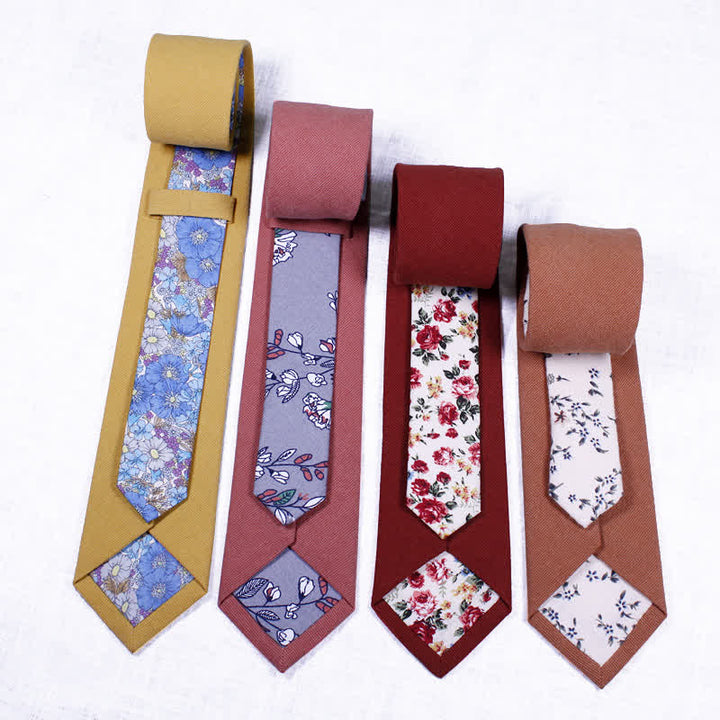 Corbata de hombre con diseño de patchwork floral y cuadros escoceses