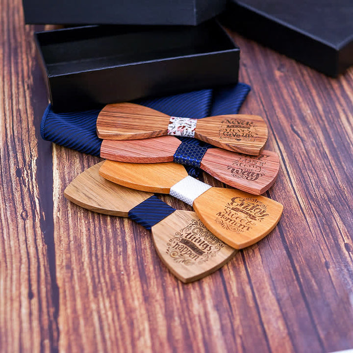 Juego de 2 pajaritas de madera con diseño de proverbios para hombre