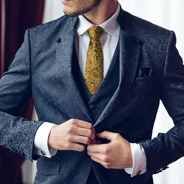 Conjunto de 3 corbatas clásicas con estampado floral de cachemira para hombre