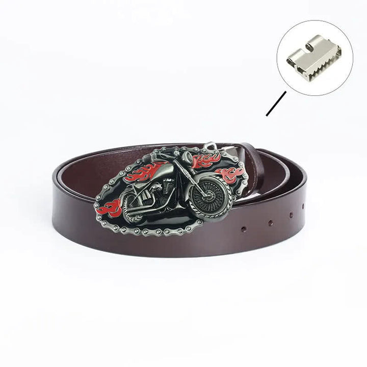 Cinturón de cuero para motocicleta con locomotora punk para hombre