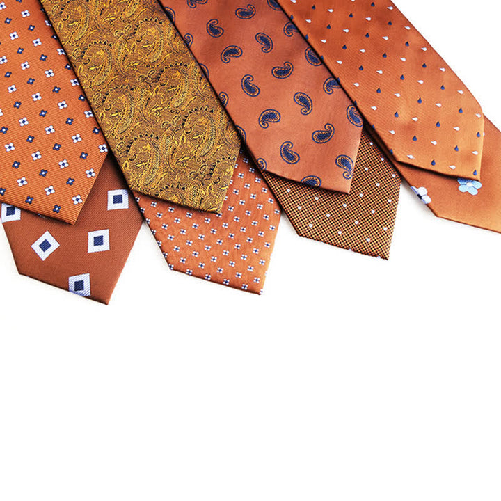 Corbata para hombre con micromotivos de la serie naranja y roja