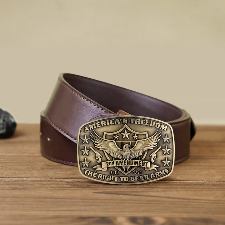 Cinturón de cuero con hebilla de águila americana para hombre, hecho a mano