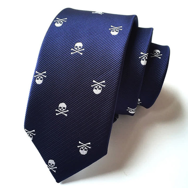 Corbata de hombre con huesos cruzados y esqueleto de Halloween 