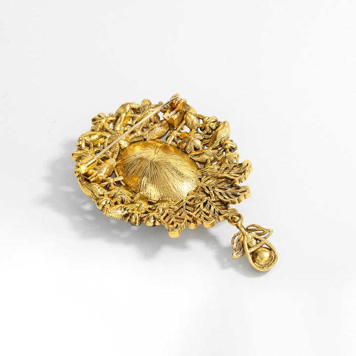 Broche de gota de agua de cristal redondo de Boheimia para mujer