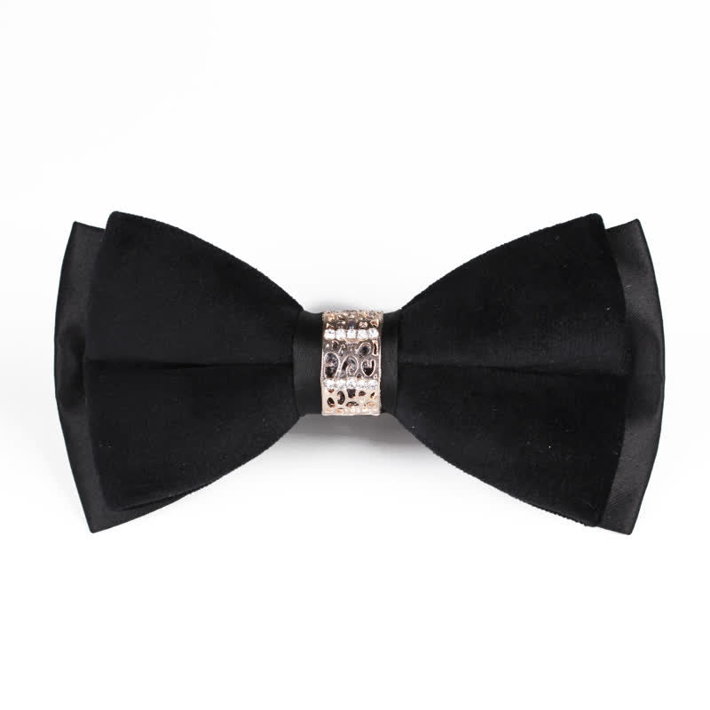 Pajarita de terciopelo con parches de diamantes de imitación para hombre