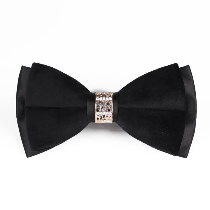 Pajarita de terciopelo con parches de diamantes de imitación para hombre