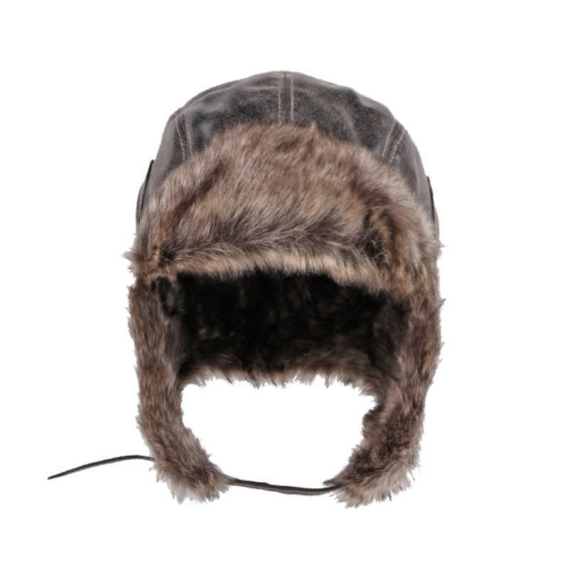 Gorro de trampero de piel sintética suave y esponjoso con protección para las orejas