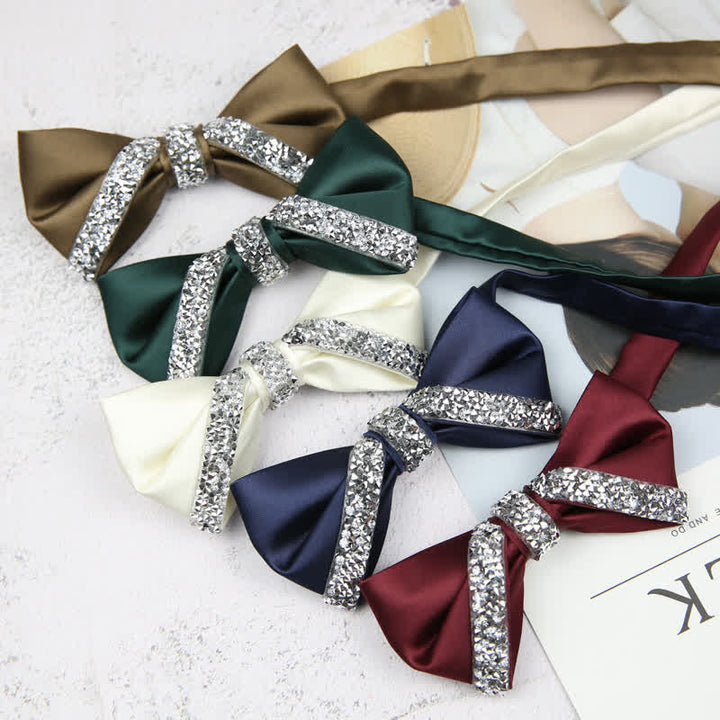 Pajarita de boda con brillantes diamantes de imitación para hombre