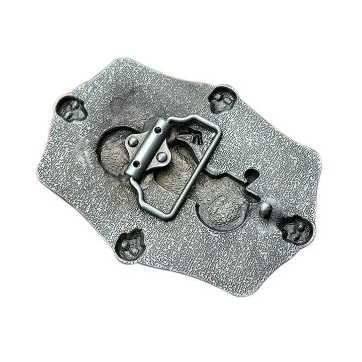 Cinturón de cuero con hebilla de calavera y bandera de EE. UU. para hombre, hecho a mano, con diseño de motocicleta
