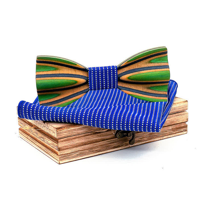 Juego de 2 pajaritas de madera con grabado láser deslumbrante para hombre