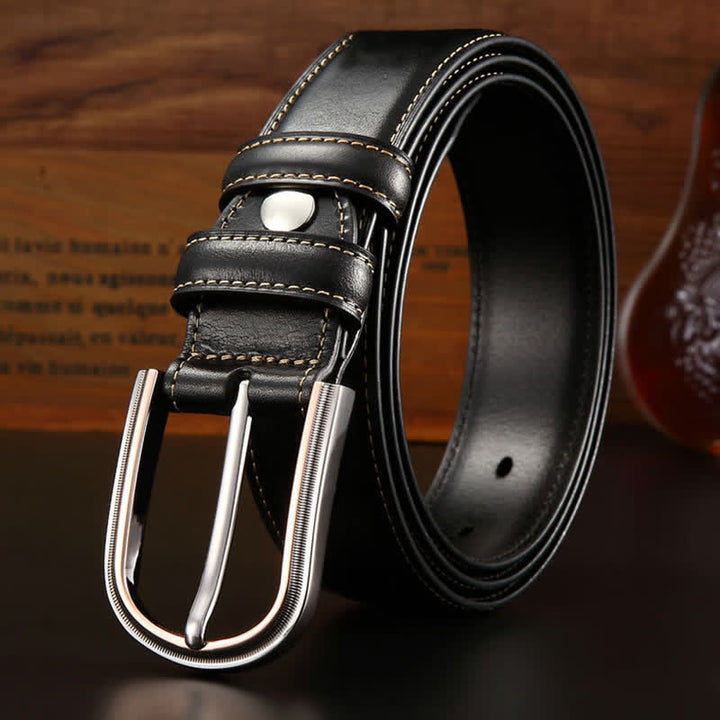 Cinturón de cuero elegante de doble cara estilo retro para hombre