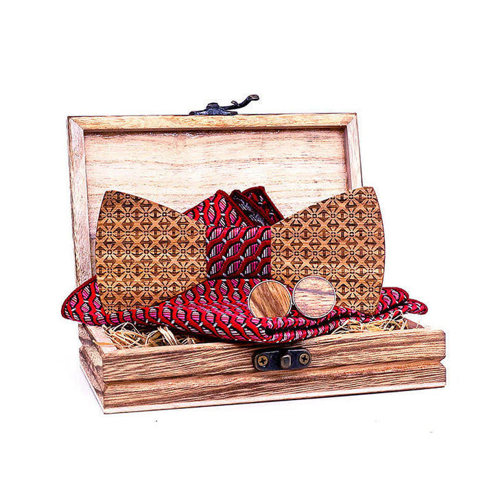 Juego de 3 pajaritas de madera con copos de nieve navideños para hombre