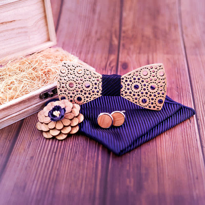 Juego de 4 pajaritas de madera huecas y redondas para hombre.
