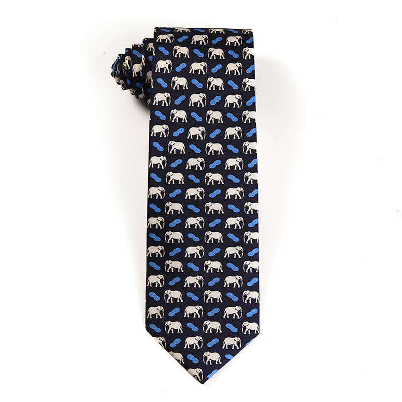 Corbata de seda pura con motivos de animales bailando para hombre