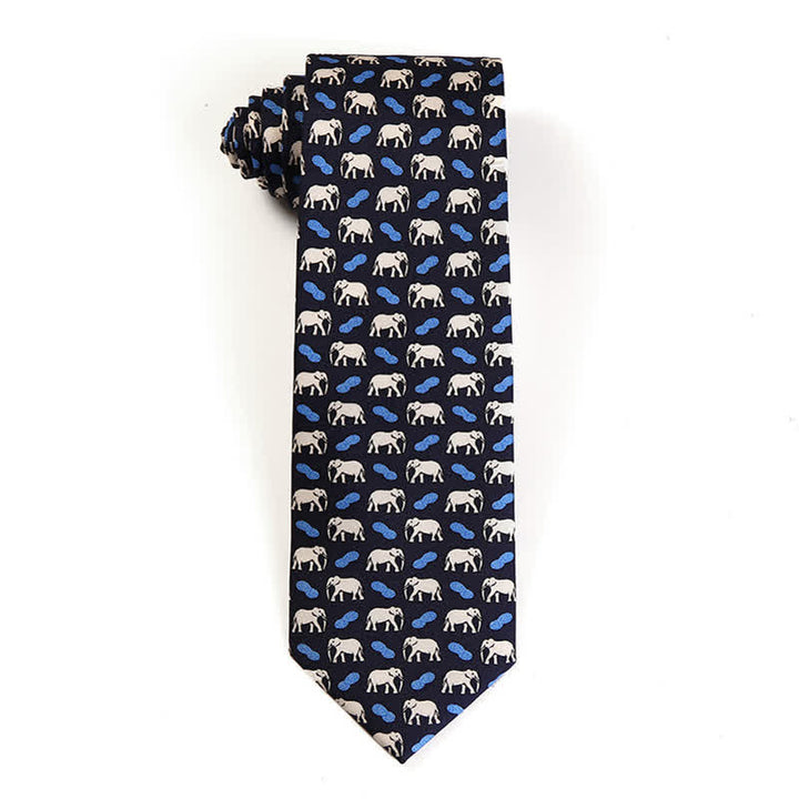 Corbata de seda pura con motivos de animales bailando para hombre