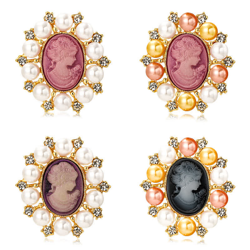 Broche de perlas de belleza con relieve de palacio para mujer