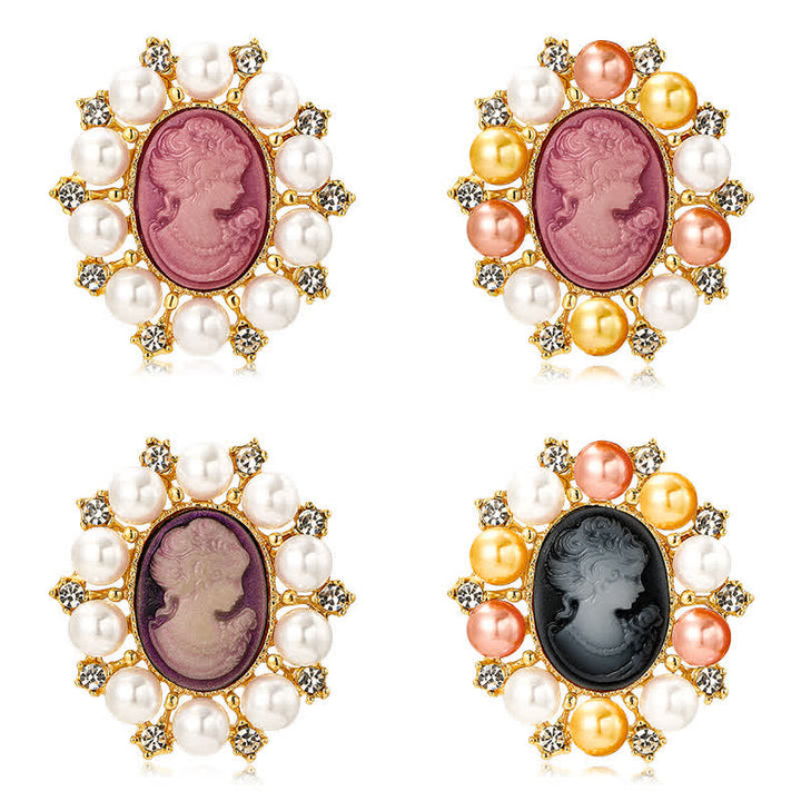 Broche de perlas de belleza con relieve de palacio para mujer