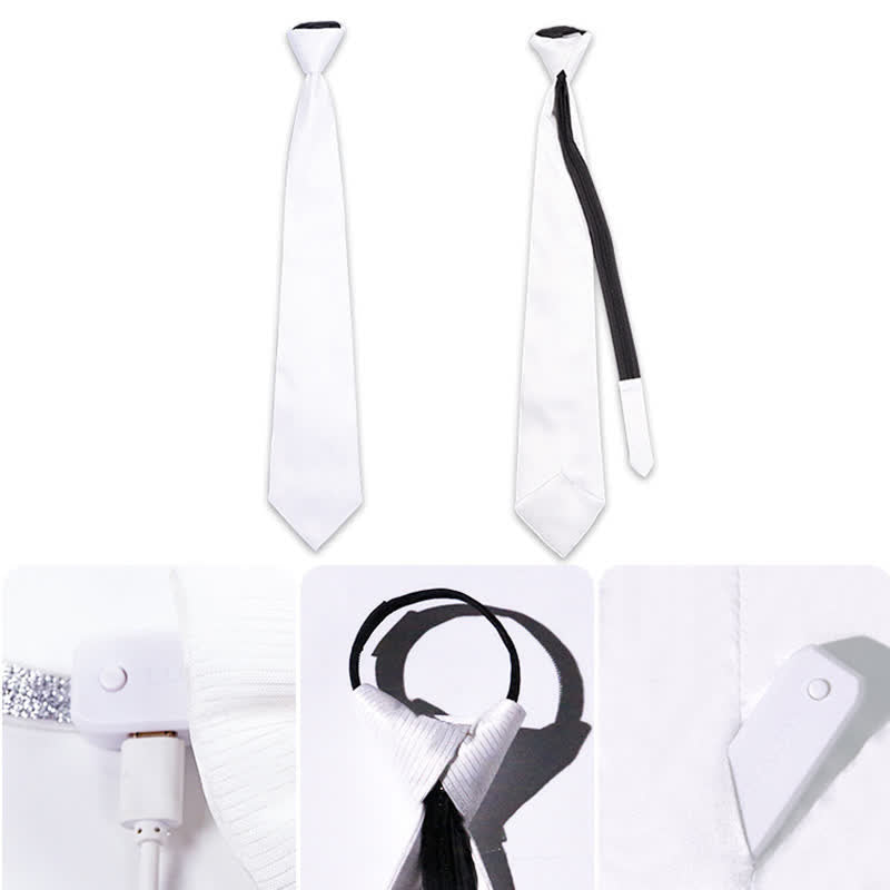 Corbata luminosa futurista de fibra óptica