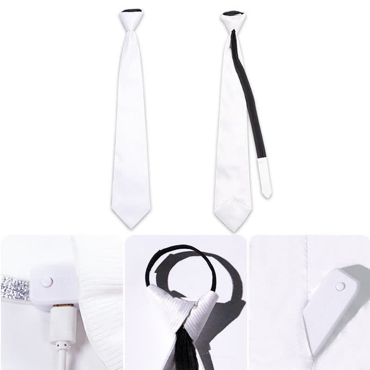 Corbata luminosa futurista de fibra óptica