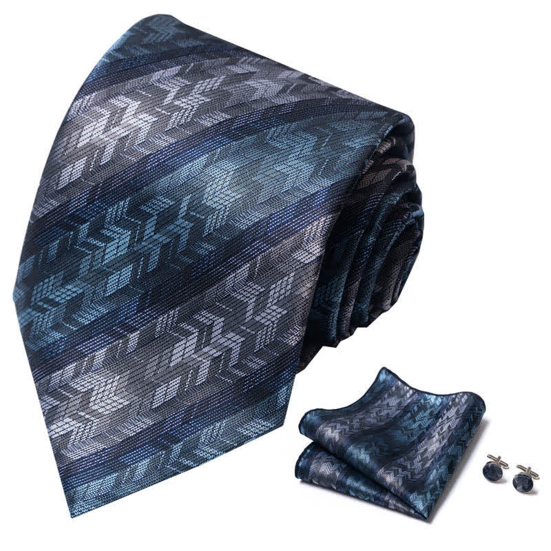Conjunto de 3 corbatas de rayas verdes y grises para hombre