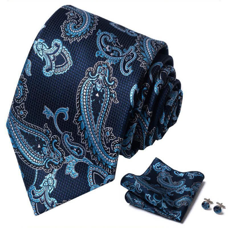 Conjunto de 3 corbatas de cachemira en tono azul para hombre