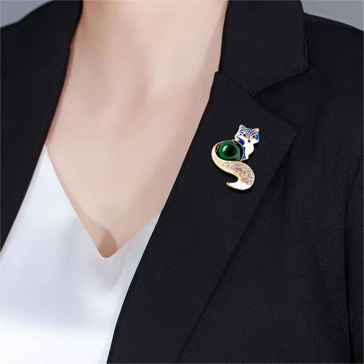 Broche de zorro esmaltado para mujer