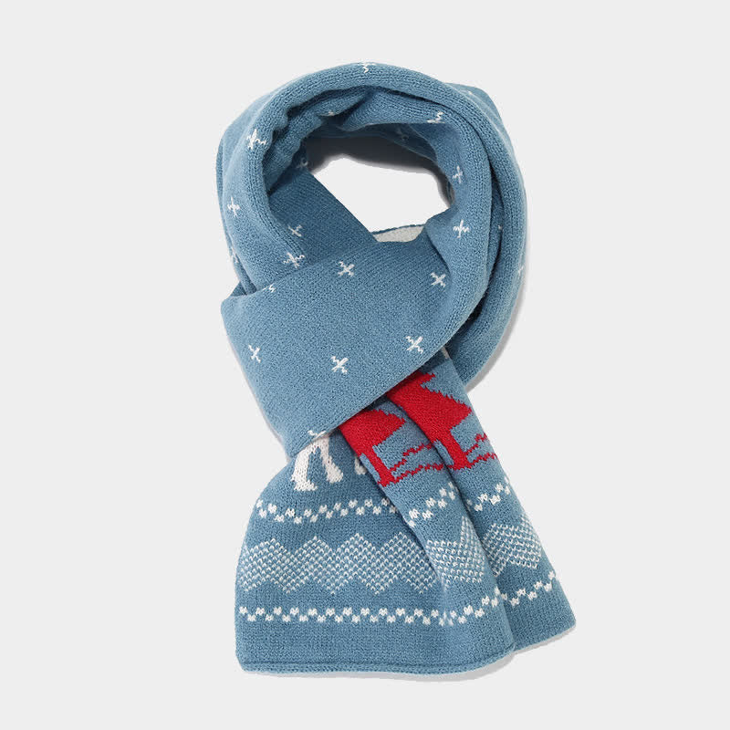 Conjunto de 3 guantes y bufanda de jacquard con diseño de reno para mujer