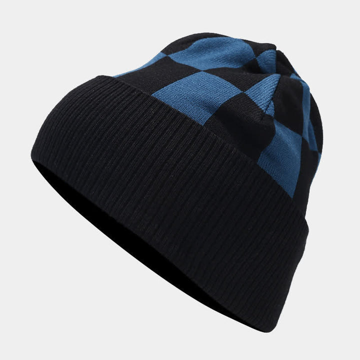 Conjunto de 3 guantes y gorro unisex a cuadros con bufanda