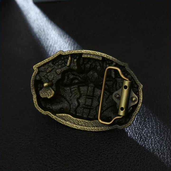 Cinturón de cuero con hebilla de payaso y calavera para hombre, hecho a mano