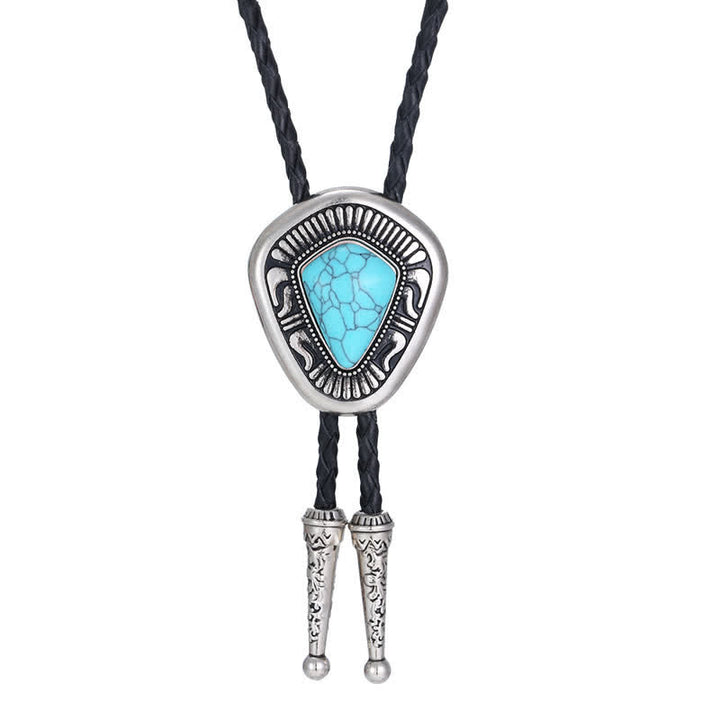 Corbata de bolo con piedra turquesa azul y ágata geométrica especial