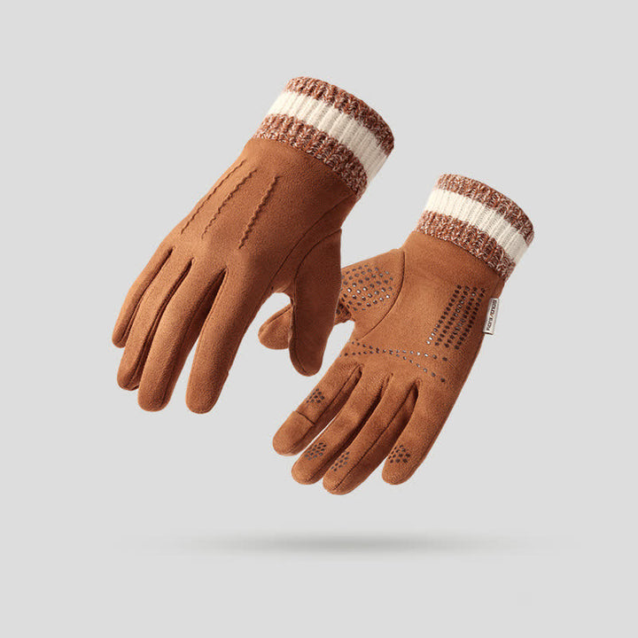 Guantes unisex de gamuza polar antideslizantes con dedos divididos