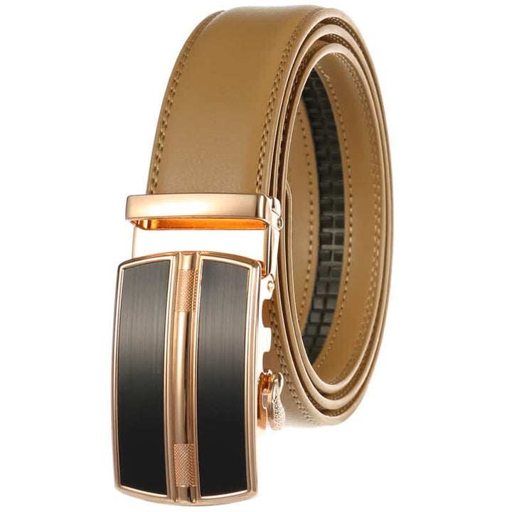 Cinturón de cuero con hebilla automática hueca simple para hombre