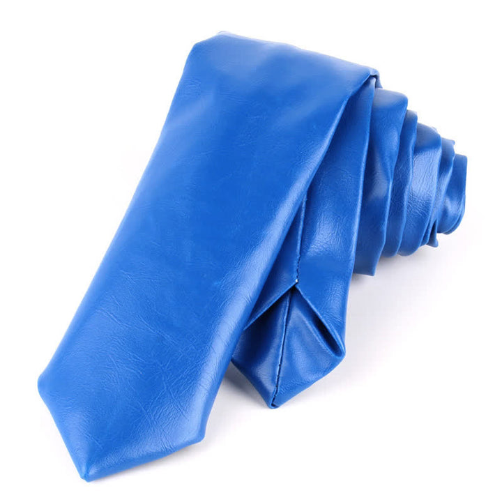 Corbata informal estrecha de cuero sintético para hombre