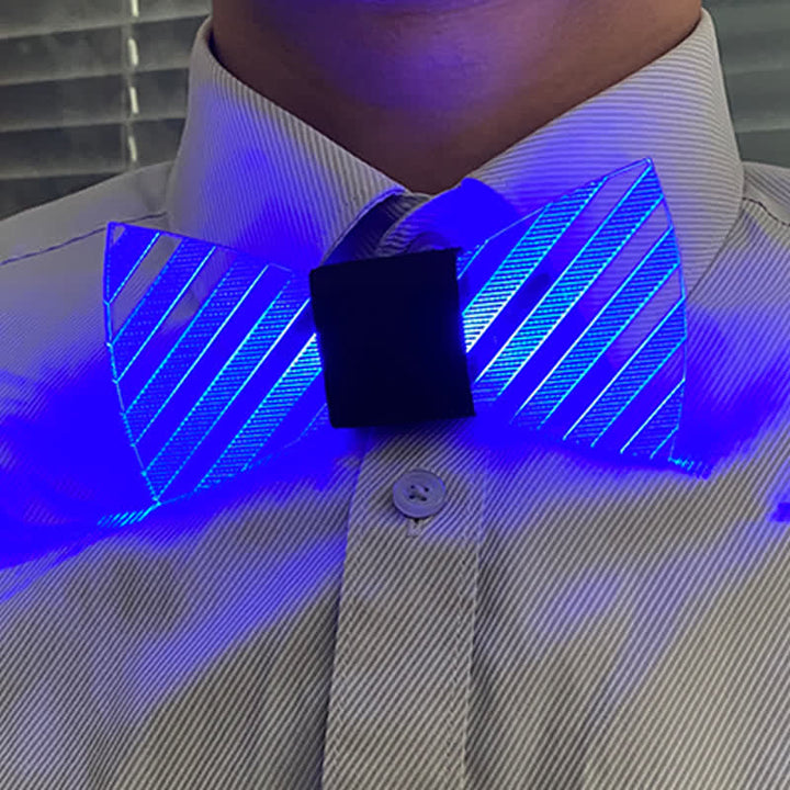 Pajarita de acrílico luminosa para fiestas con rayas de 7 colores
