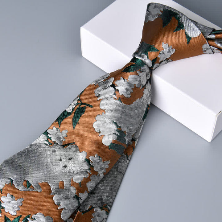 Corbata botánica con diseño de lobo novedoso para hombre de Tawny & Gray