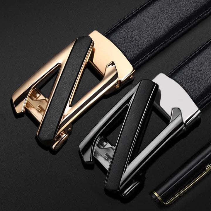 Cinturón de cuero con hebilla automática y relieve de lujo para hombre
