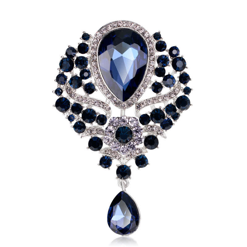 Broche de cristal transparente con forma de flor y gota de agua para mujer.