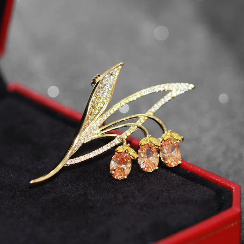Broche de lirio de los valles con campanillas para mujer