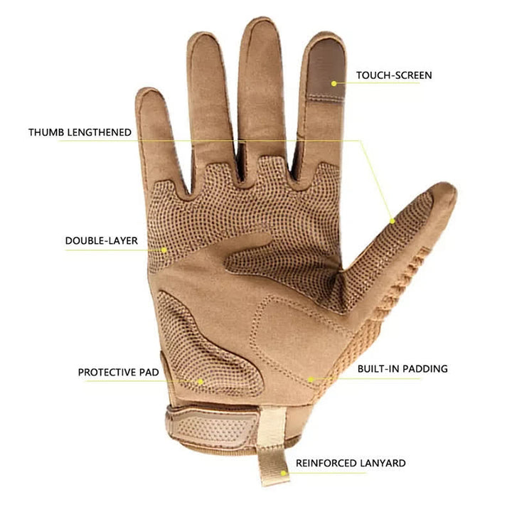 Guantes tácticos de goma con nudillos duros para pantalla táctil