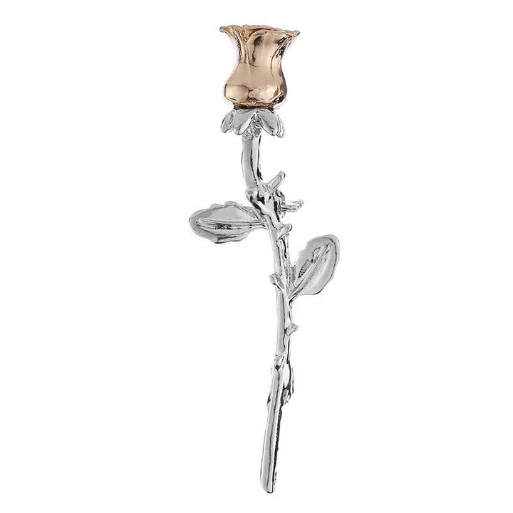Broche con tallo de rosa encantador para hombre