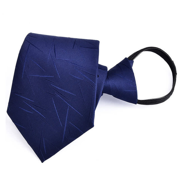Corbata de negocios con cremallera y rayas a cuadros para hombre