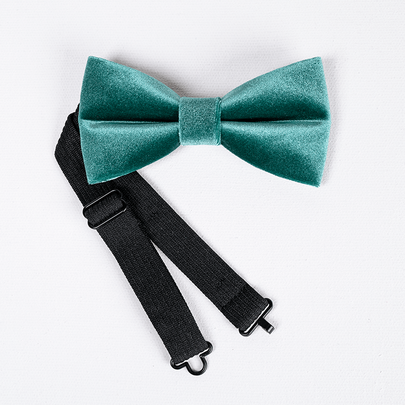 Pajarita de terciopelo de color verde azulado liso para hombre